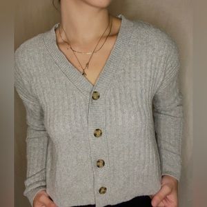 SO grey button up sweater